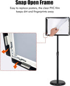 Adjustable Sign Stand for Display, Pedestal Floor Signage Stand Holder with Heavy Duty Base, for Outdoor or Indoor Advertising (8.5 x 11, Black, 6Pack)