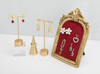 GemeShou Gold Metal Single Pair T Bar Earring Retail Display Stand for show, Tabletop Jewelry Tower Holder for Girl Women【Gold-Round Base Height 5.3"】