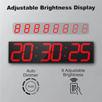 28.5in Double Sided Digital Wall Clock, Multifunctional Led Large Clock with Timer, Temperature and Date Display, Hanging Digital Clock Large Display for Corridors, Hospitals (Red)