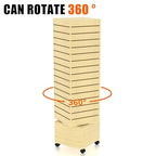 16”W * 16”D * 60”H Maple Color Finish Slatwall Tower - Rotating and Rolling - Slatwall Display Tower - Rotating Spinner Rack for Store Fixtures and Display Retail - Boutique, Home