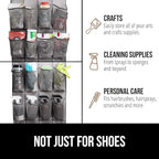 GORILLA GRIP Over the Door Shoe Organizer, 2 Pack, 24 Breathable Mesh Pockets, Space Saving Hanging Storage Holder, Closet Rack Hanger Holds Up to 40 lbs, Hangs on Closets, Shoes, Accessories, Gray