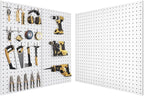 Pegboard, Metal Peg Board, Pegboards Wall Organizer with 76 Pcs Hooks, Sturdy Peg Board for Garage Tool Organization, Home & Office Wall Decoration (White, 4 Pack)