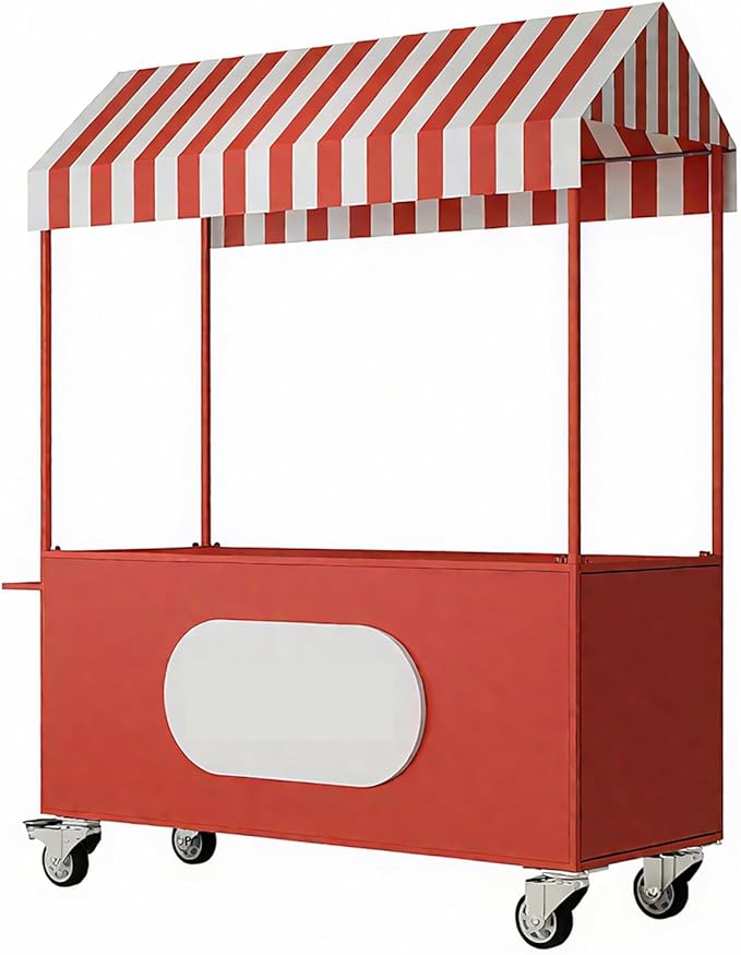 Outdoor Vendor Cart, Portable Cart with Canopy, Commercial Business Mobile Street Food Vendor Carts, Foldable Vending Stand Kiosk Display Trolley with Canopy for Markets (Light Green)