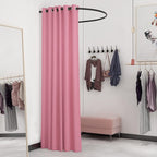 HIYOUGO Fitting Room Kit, Clothing Store Dressing Room, Corner Changing Room with Black U Rod and Thick Blackout Curtains, Fashion Privacy Shelter Tend Cabana (Color : Pink, Size : 95cm)