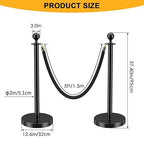 LOVMOR 6PCS Stanchion Post, Crowd Control Barriers, 5 ft Black Velvet Rope Red Carpet Ropes and Poles, Stainless Steel Gold Stanchions Used for Theaters, Parties, Wedding, Exhibition