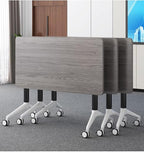 Conference Table Foldable Meeting Tables, Mobile Training Table with Wheels, Flip Top Rolling Seminar Meeting Table for Office,Meeting Room,classr (Grey, 63×23.6×29.5in)