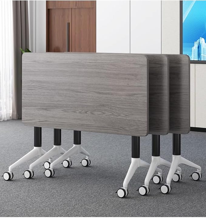 Conference Table Foldable Meeting Tables, Mobile Training Table with Wheels, Flip Top Rolling Seminar Meeting Table for Office,Meeting Room,classr (Grey, 55.1×23.6×29.5in)