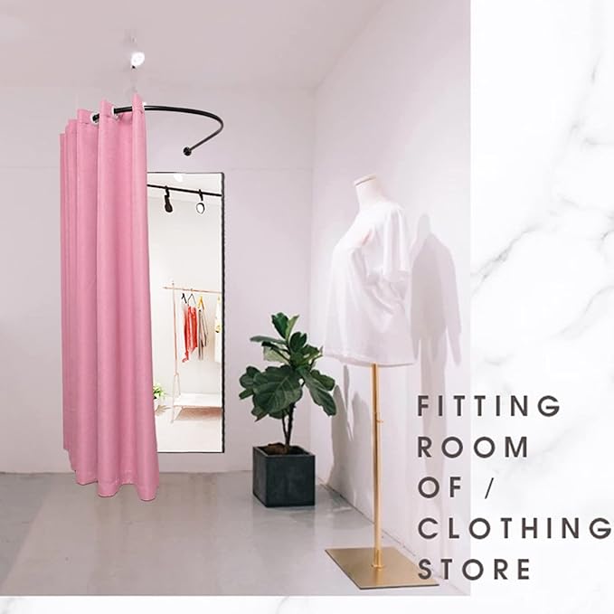 HIYOUGO Fitting Room Clothing Store, Simple Portable Dressing Room Wall-Mounted Changing Room with U Shaped Rod Privacy Screen for forboutique Retail Store Kiosk Shop (Size:80x85x200cm,Color:Pink)