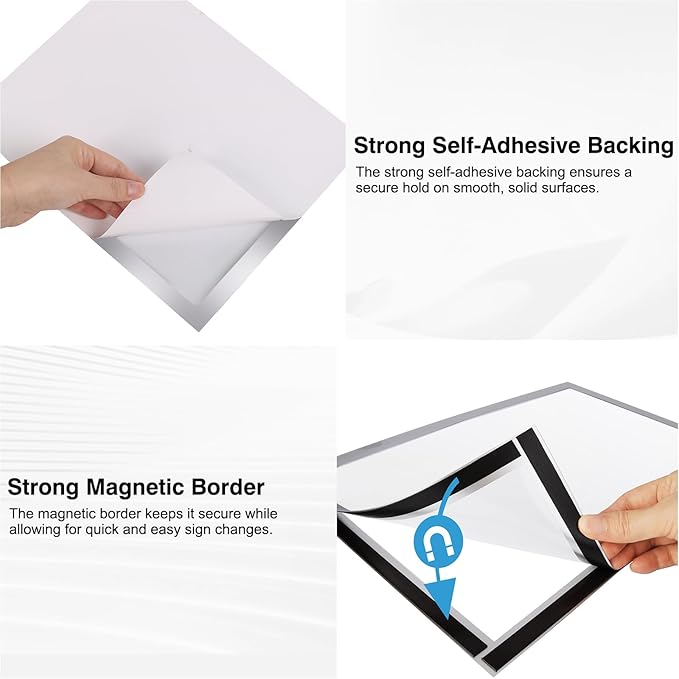 Self-Adhesive Magnetic Document Sign Holder 8.5X11'',Silver,Pack of 10