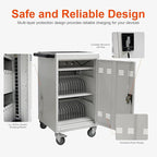32 Devices Laptop Charging Cart, Tablet Storage Carts for Pad Up to 16.3" Screen Size, Classroom Computer Mobile Charging Station for Pads,Chromebooks,Laptops,Security Storage (White)