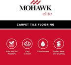 Mohawk Elite 24" x 24" Berber (Loop pile), 0.1" Pile Height, Carpet Tile, Nylon Fiber, Egret Color, (1 Tile)