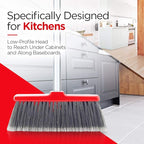 Fuller Brush Adjustable Kitchen Broom – 10" Wide Broom Head with Split-End Bristles and Steel Handle (29"–52") for Sweeping Fine Dust and Crumbs – Red (Fiesta Broom Complete)