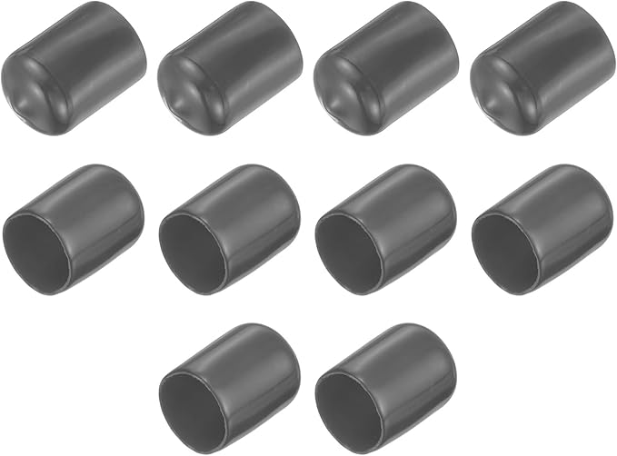 uxcell 10pcs Rubber End Caps 14mm(9/16") ID Vinyl Round End Cap Cover Screw Thread Protector Dark Grey
