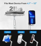 Adjustable Desk Tablet Stand, 360° Swivel iPad Kiosk Stand Fits for 4.7"-12" iPad Air mini Pro, iPhone, Samsung POS, Kindle, Aluminu Alloy Foldable Arm Holder for Store Kitchen Desktop, White