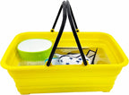 SAMMART Collapsible Basket with Handle 8L (2.1 Gallon)- Portable Outdoor Picnic Basket/Crate - Foldable Basin for Washing Dishes,Camping,Hiking (Golden Yellow)