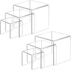 Fixwal 2 Set Acrylic Display Risers Cupcake Stands Clear Dessert Table Display Set, Display Shelf for Funko POP Figures-3"x4"x5"