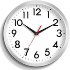 Wall Clock Small Analog 8 Inch Silent Non Ticking Battery Operated Modern Simple Decorative for Kitchen Office Bedroom Bathroom Living Room(Silver)