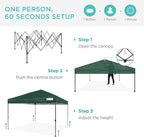 Best Choice Products 10x10ft 1-Person Setup Pop Up Canopy Tent Instant Portable Shelter w/ 1-Button Push, Case, 4 Weight Bags - Dark Green