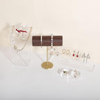 GemeShou Wood bracelet rack for selling, Metal brass bracelet display stand, Walnut bracelet holder organizer, Bangle Jewelry organizer T bar stand【Walnut Brass Bracelet Holder-Low】