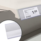 Shelf Label Strips, Pro Painter 50 Pack Self Adhesive 1.5”H Shelf Strip Price Tag Holder for Plastic, Metal and Wood Gondola Shelf, Clear Plastic Front/Clear Back Sign Holder for 48” Long Shelf