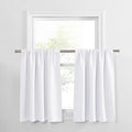PONY DANCE Window Curtain Valances - Rod Pocket Drapes Set Thermal Insulated Curtain Panels Noise Reducing Window Treatment for Kitchen, 42 W x 30 L inch, Pure White, 2 PCs