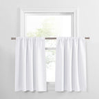 PONY DANCE Window Curtain Valances - Rod Pocket Drapes Set Thermal Insulated Curtain Panels Noise Reducing Window Treatment for Kitchen, 42 W x 30 L inch, Pure White, 2 PCs
