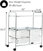 Giantex Rolling Storage Cart w/ 4 Drawers 2 Shelves Metal Rack Shelf Home Office School Beauty Salon Utility Organizer Cart with Wheels (White)