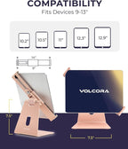 Volcora Anti-Theft Tablet Stand iPad Kiosk Stands with Lock, Pink 10-13'' ipad Stand for Desk, Swivel, Adjustable iPad Holder for Desk, iPAD Mount for POS Register, Retail Business, Cashier