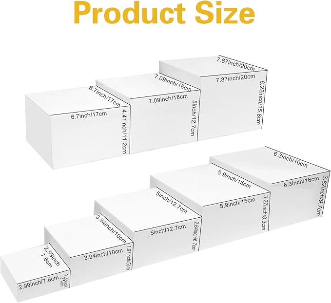 8 Pack Acrylic Risers for Display - Decorative Display Risers - White Acrylic Cubes with Hollow Bottoms