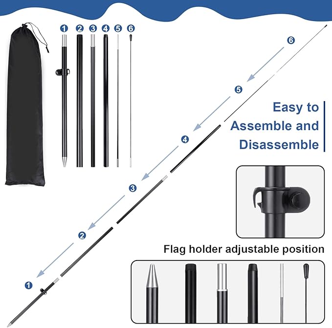 Buryeah 3 Sets Now Open Feather Flag Pole Kit for Business Advertising 7 ft Open Flag Banner Sign with Pole Kit Ground Stake and Portable Bag for Outside Ground (White and Blue)