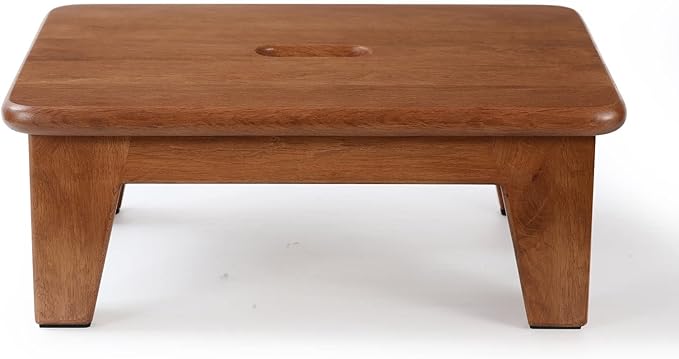 CONSDAN Step Stool for Bed - USA Grown Oak, Wooden Stool for Adults and Seniors, 6.5" High, Non-Slip Mat, No Assembly Needed, Solid Wood, Chocolate Color