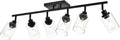 6-Light Track Lighting Kit Black Track Lighting Fixtures Bathroom Wall Sconces Ceiling Mount Kitchen Tracking Lights, Rotatable Spotlight with Clear Glass Shade for Kitchen Shop Hallway