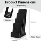 2 Pack Black Brochure Holder wood Literature Holder 4-Tier Countertop Trifold Flyer Display Stand Pamphlet Booklet Menu 4×6 6×9 Inch Postcard Greeting Card Organizer
