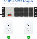 CCCEI Magnetic Heavy Duty Power Strip Surge Protector 20Amp, 12 Gauge High Amp Extension Outlets, Garage Wall Mount 8 Plug Metal Power Strip. 10FT, Grey, 5-15P Adapter 6-20R T-Slot 20a for Appliance