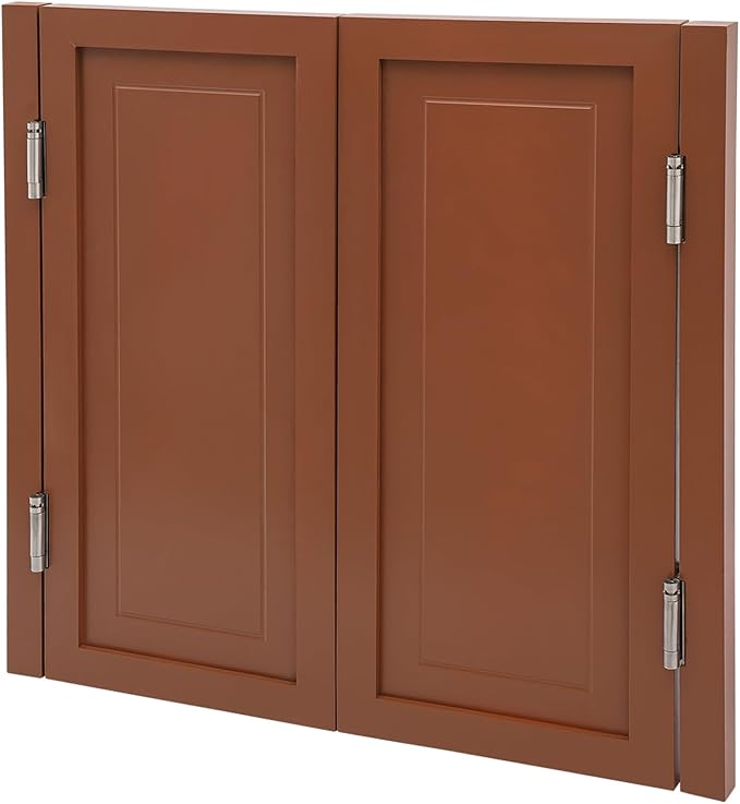 Solid Wood Interior Swing Door with Metal Hinges - Swinging Cafe Doors for Kitchen, Stairs, Bedroom Entrance & Partition (Brown, 35.43"X35.43")