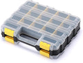 Mayouko Double Side Tools Organizer, Customizable Removable Plastic Dividers, Hardware Box Storage, Small Parts Organizer, 34-Compartment, Black/Yellow