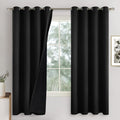 Black Blackout Curtains for Bedroom 63 Inch Length 2 Panels, Thermal Insulated 100% Light Blocking Soundproof Grommet Window Curtains for Living Room with Liner, Each 52 Inch Wide