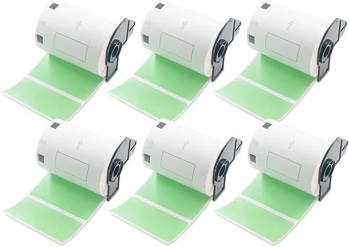 BETCKEY - Large Multi-Purpose Labels Replacement for Brother DK-1240 (4 in x 2 in), Compatible with Brother QL Label Printers [6 Rolls/3600 Labels, Green]