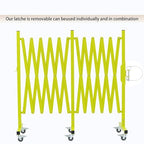 GYMTIME Expandable Metal Barricade, Flexible Mobile Safety Barrier, Folding Security Gate with Casters, Adjustable Traffic Temporary Fence for School, Shopping Mall, 16 Feet, Matte Yellow