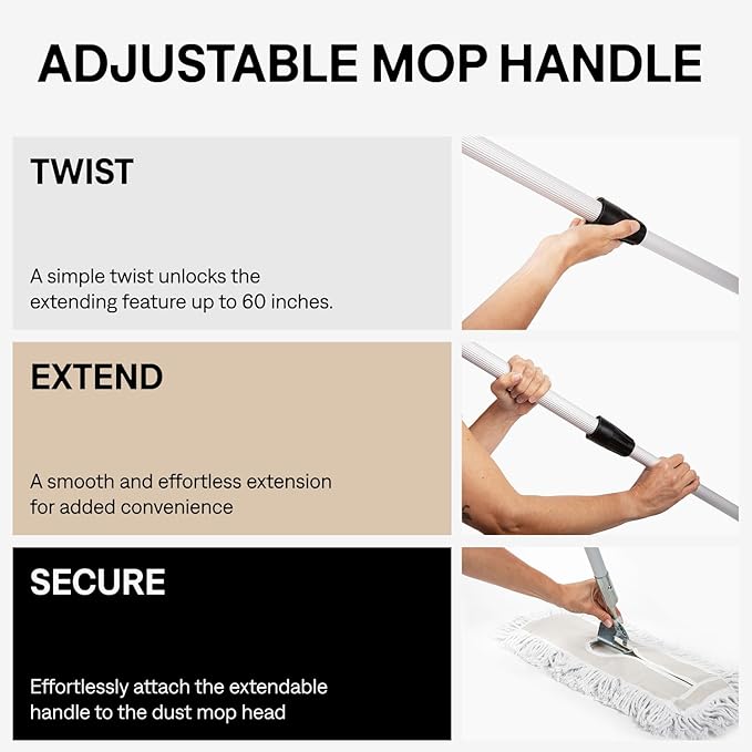 36 Inch Purple Commercial Dust Mop & Floor Sweeper with Extendable Handle – Mop for Hardwood, Tile, and Concrete Floor Cleaning