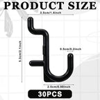 30 Pcs Black Pegboard Hooks, 1/4" Plastic Pegboard Hooks J Hooks Wall Display Assortment Peg Board Hooks for Hanging Tools Jewelry Necklaces Keys Organizer
