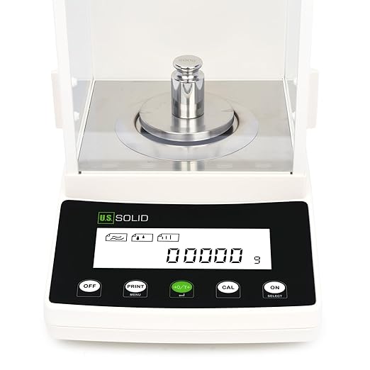 U.S. Solid 0.1mg Analytical Balance, 220g x 0.0001g, Lab Electronic Scale with Automatic Internal Calibration, Electromagnetic Transducer, RS232, Overload Protection, Piece Counting, 4 Weighing Units
