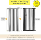 Lumizone Extra Tall Cat Gate Extension Kit 61.02" High Pressure Mounted 2025 New 29.52" Extra Wide 1.37" Gap No Drilling Tall Pet Gate for Dogs (Black, 61.02" H x 29.52" W, Extension)