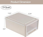 4-Pack 19 Quart Stacking Drawer, Clear Storage Closet Organizer, Yellow Frame, Stackable Modular Plastic Drawers for Clothes, Accessories, Craft Supplies, Shoes or Linens