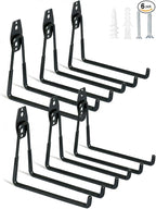 WMK 7.3'' Heavy Duty Garage Hooks, 6 Pack Wall Mount Garage Storage Hooks for Hanging Bike, Ladder, Tools - 100LB Load Capacity, Triple-Welded, PVC Coated (Black)