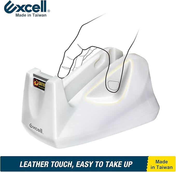 Excell EX-11425WH Premium Dualcore Desktop Tape Dispenser (1" + 3" core) with Sand Weighted Base, White Desk Tape Dispensers Use for Office, Gift Store and Wrapping Purpose