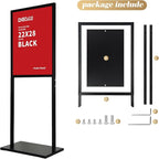 DISPLAYSWORKER Sign holder floor stand, heavy Duty Pedestal poster banner stand for display,22×28 inch slide-in double sided poster sign holder floor standing for board Display (Black, 22×28)