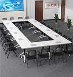 Conference Table Foldable Meeting Tables, Mobile Training Table with Wheels, Flip Top Rolling Seminar Meeting Table for Office,Meeting Room,classr (Dark Walnut, 63×23.6×29.5in)