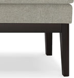 SIMPLIHOME Carlson Ottoman Bench - 45 inch Wide Upholstered Vegan Leather Rectangle Ottoman in Greige, Mid Century Modern Bench for Bedroom, Entryway or Living Room with Padded Seat
