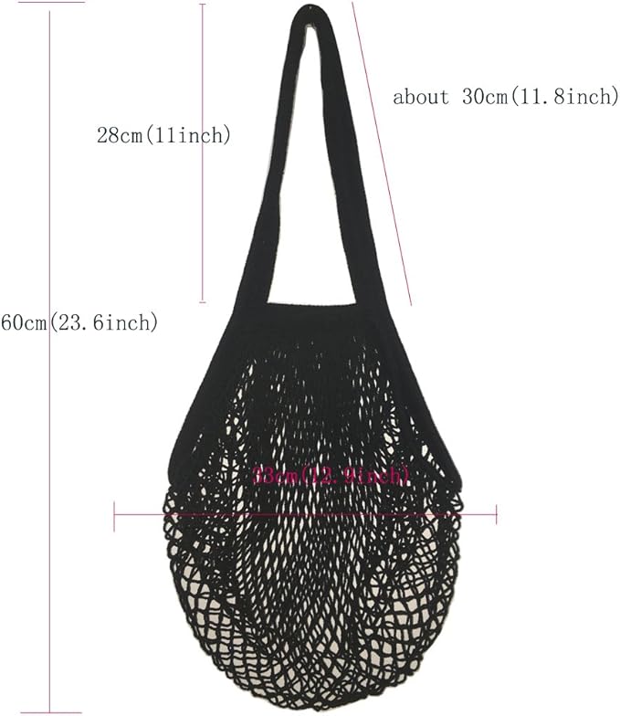 Portable Reusable Mesh Cotton Net String Bag Organizer Shopping Tote Handbag Fruit Storage Shopper NEW (black02)